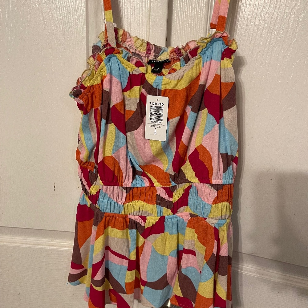 Torrid multi color muslin top, with tags plus size 0